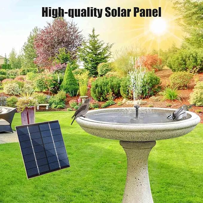 Solar Fountain with Panel Water Pump for Bird Bath Solar Panel Kit Outdoor Fountain for Outdoor Small Pond, Patio Garden and Fish Tank