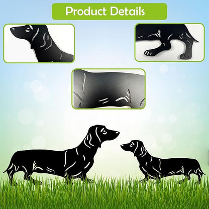 GDNSFIT Dachshund Dog Metal Decor for Outside,Garden Stakes Decorative Dog Gifts for Women/Men,Black Silhouette Statues for Yard Ornaments,Lawn, Patio, Pathway,Outdoor Garden Decor
