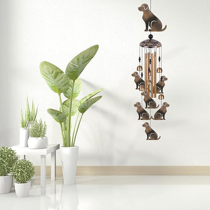 Bronze Dogs Wind Chimes Decor, Mobile Wind Catcher, Retro Wind Bells, Blessing Wind Chime, Memorial Windchimes for Home, Balcony, Yard, Room, Xmas, Party, Indoor, Garden Decoration, Gifts for Mom