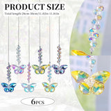 6pcs Crystal Butterfly Suncatchers Hanging Ornaments, Rainbow Maker Sun Catchers Indoor Window Outdoor Patio Garden Decor Gifts