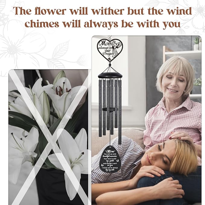 Memorial Gifts for Loss of Mom,30 Inch Memorial Windchimes Outdoors,Sympathy Gifts for Loss of Mother, Condolence Bereavement Gift, Angel Ornaments Wind Chimes Home Decor with Soothing Melodic Tones