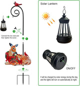 Deer Metal Garden Stake with Solar Light, Christmas Decorations Outdoor Waterproof Sloar Lights Outside, Doe and Fawn Outdoor Statue for Garden Lawn Patio