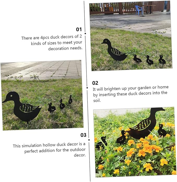 BESPORTBLE 4pcs Hollow Lawn Sculptures Metal Garden Decor for Backyard Unique Iron Garden Statues Outdoor Art Rustic Home Adornment
