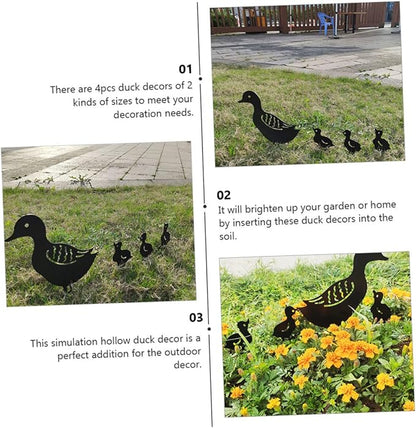 BESPORTBLE 4pcs Hollow Lawn Sculptures Metal Garden Decor for Backyard Unique Iron Garden Statues Outdoor Art Rustic Home Adornment