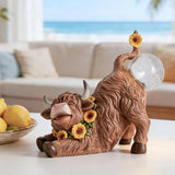 WDS WONDROUS Solar Highland Cow Outdoor Decor with LED Butt Light, Garden Cow Decorations for Home with Sunflowers, Resin Highland Cow Figurine Gifts for Women Yard Porch Decor Farmhouse Night Light