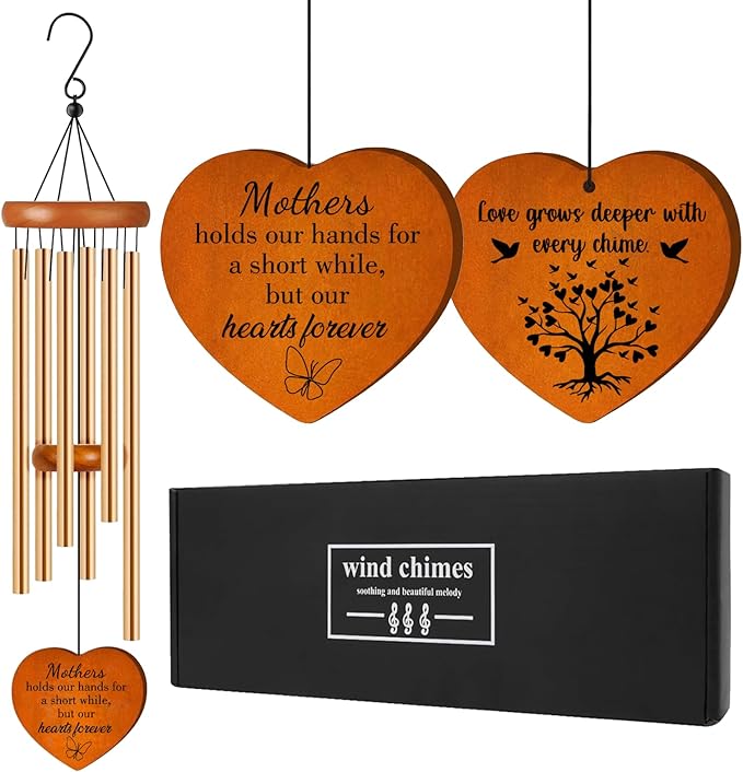 Gifts for Mom, 25.5" Aluminum Wind Chimes for Outside with Heart Catcher, Mom Birthday Gifts from Daughter or Son, Mother Gifts for Birthday, Christmas, Mother's Day, Home Decor