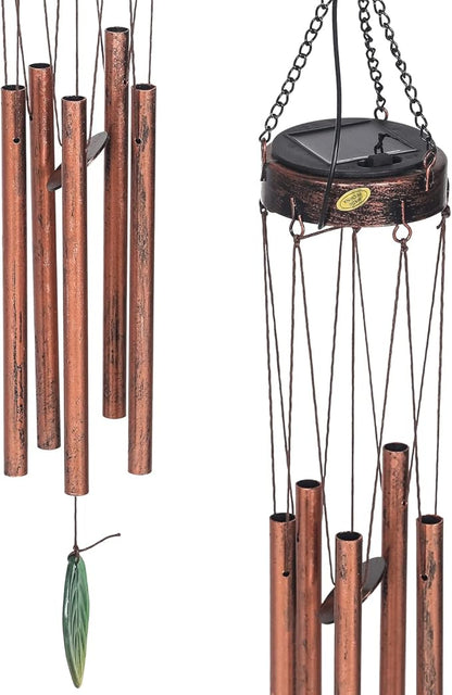 Asense Hanging Wind Chimes for Outside, Solar Powered LED Lights Butterfly Wind Chime, Outdoor Garden Lawn Yard Patio Decoration, Unique Decor Gifts