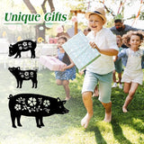 Pig Metal Decorative Garden Stakes Pig Gifts for Women Men Mom Birthday Gifts Silhouette Statues for Garden Decor, Yard Art, Patio, Outside, Lawn Ornaments, Outdoor Decorations
