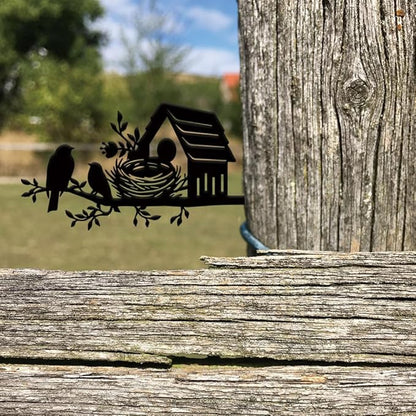 SUPERDANT A Bird's Nest on Branch Metal Garden Decor Birdie's Home Outdoor Garden Ornament Black Silhouette Outdoor Decor Animal Yard Stakes Decorative Metal Wall Art for Lawn Patio Gift for Gardeners