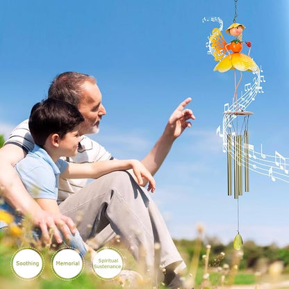 Taman Wind Chime for Outside - Flower Fairy Wind Chimes for Outside Aluminum Tubes Decorative Memorial Gift, for Home, Outdoor, Yard, Patio,Garden Decor