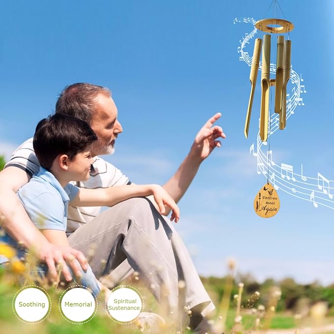 Afirst Bamboo Wind Chimes, 37.5" Wooden Wind Chimes for Outside Valentine's Day Gift Memorial Sympathy Gift for Memory of Loss of Love One,for Garden, Patio, Home or Outdoor Decor