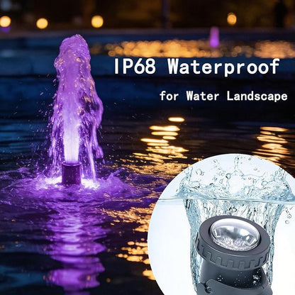 Pond Lights with Timer, Submersible Fountain Lights Colored Underwater LED IP68 Waterproof Memory Dimmable Outdoor Spotlights for Pond Fountain Waterfall Water Landscape, 5 Lights