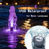 Pond Lights with Timer, Submersible Fountain Lights Colored Underwater LED IP68 Waterproof Memory Dimmable Outdoor Spotlights for Pond Fountain Waterfall Water Landscape, 1 Lights