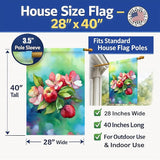 Caroline's Treasures Arkansas Apple Blossom in Watercolor House Flag Large Porch Sleeve Pole Decorative Outside Yard Banner Artwork Wall Hanging, Polyester, House Size, Multicolor