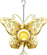 JYPS Butterfly Solar Wind Chimes, 40-Inch Large Waterproof Windchime for Outside with Glowing Crackle Glass Ball, Garden Patio Yard Decor Christmas Day Birthday Unique Gifts for Women Mom Grandma Wife