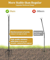 10FT String Light Poles for Outdoor Decor, Sturdy Light Pole with Fork, Adjustable Metal Posts for Outside Patio, Backyard, Deck, Garden, Party, Wedding
