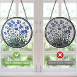 Forget Me Not Flower Suncatcher Stained Glass Window Hanging - 8″ Handmade Blue Flowers Suncatchers for Windows Hanging-Sun Catchers Wall Decor Home Garden Decorations Gift for Women Mom Plant Lovers