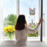 DIY Wind Chime Pendant Spring 3D Diamond Art Painting Hanging Ornament Double Sided Diamond Suncatchers for Window Home Backyard Garden Wall Door Decor-Butterfly01