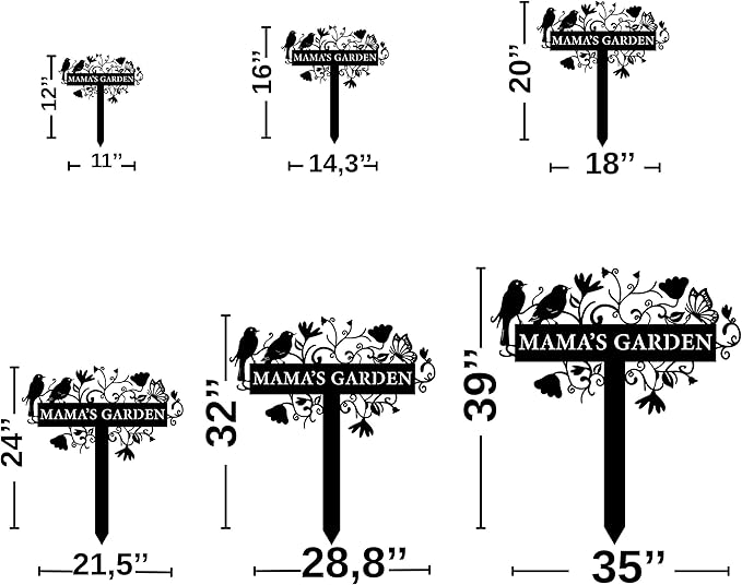 Custom Metal Garden Sign with Flowers, Personalized Garden Metal Stake with Birds, Flower Garden Name Decor, Custom sign for Outside, Customized Gardening Decoration, Yard Art, Gift for Mom, Grandmom