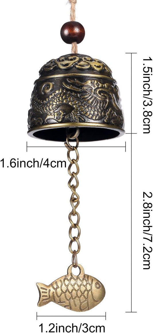 Chuangdi 2 Pcs Fengshui Bell Vintage Dragon Bell Fengshui Wind Chimes Good Luck Hanging Supplies for Home Garden Good Luck Blessing Patio Yard Indoor Outdoor Front Door Decorations(Dragon)