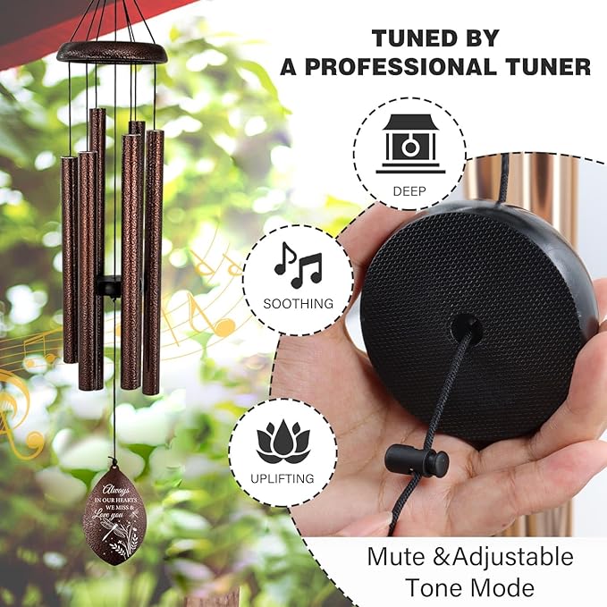ASTARIN Personalized Sympathy Wind Chime, Deep Tone Wind Chimes for Outside, Sympathy Gifts for Loss of Mom, Bereavement Gifts for Funeral/Condolences/Memorial(Produced in USA)