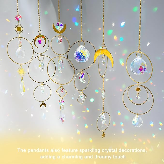 H&D HYALINE & DORA 6PCS Crystal Suncatcher Hanging Sun Catcher with Crystals Chain Pendant Ornament Crystal Balls for Window Home Garden Decor