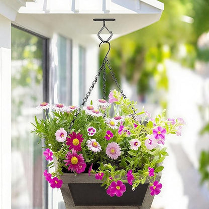 Black Ceiling Plant Hooks with Safety Buckle, Heavy Duty Metal Hangers for Indoor Outdoor, 6 Pack, Hanging Plants Wind Chimes Bird Feeders