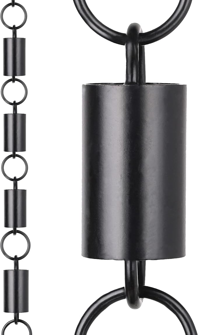 RainChains Pacific Channel Rain Chain 8.5ft Black Aluminum Rain Chains for Gutters Decorative Chain.