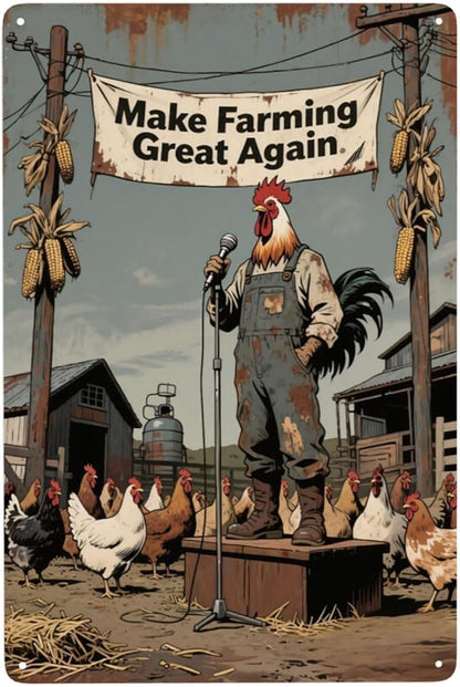 Funny Chicken Coop Signs and Accessories, Make Farming Great Again, Patriotic Farmhouse Metal Wall Art for Coop Farm Stand Chicken Farm Fresh Butt Nuggets Sign 8×12 Inch (grey chicken coop)