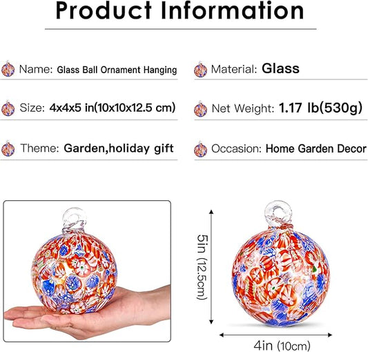 EUSTUMA Hand Blown Glass Witch Ball,Glass Ornament Hanging Garden Gazing Ball Indoor Outdoor Home Décor. (2)