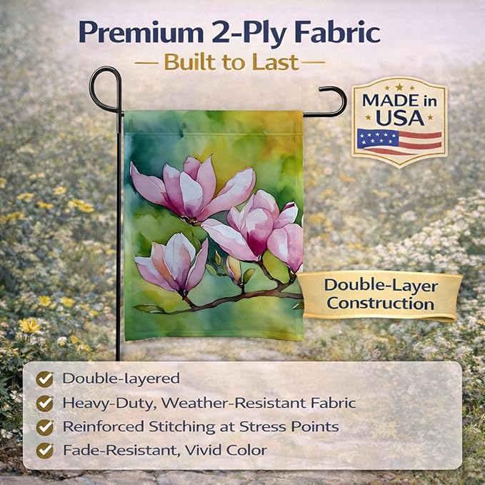 Caroline's Treasures Mississippi Magnolia in Watercolor Garden Flag Mailbox Flag Decorative Yard Flag Banner Outside Patio Artwork Yard Flower Beds, Garden Size, Multicolor