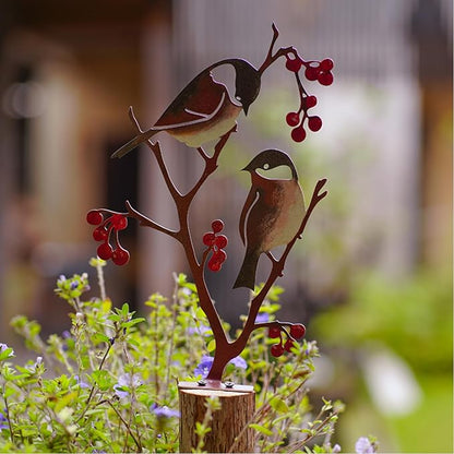 Wrought Iron Bird Decoration Metal Iron Art Animal Bird Hanging Ornaments Cute Bird Art Iron Sculpture Creative Outdoor Silhouettes Garden Crafts for Garden (Grey)