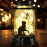 Cat Lover Gifts for Mom/Grandma/Women/Sister Cat Butterfly Solar Light Gifts Mother Day Gift Solar Lanterns Outdoor Waterproof Fairy Lights Led Mason Jar Hanging Cat Lamps Decor for Garden Yard