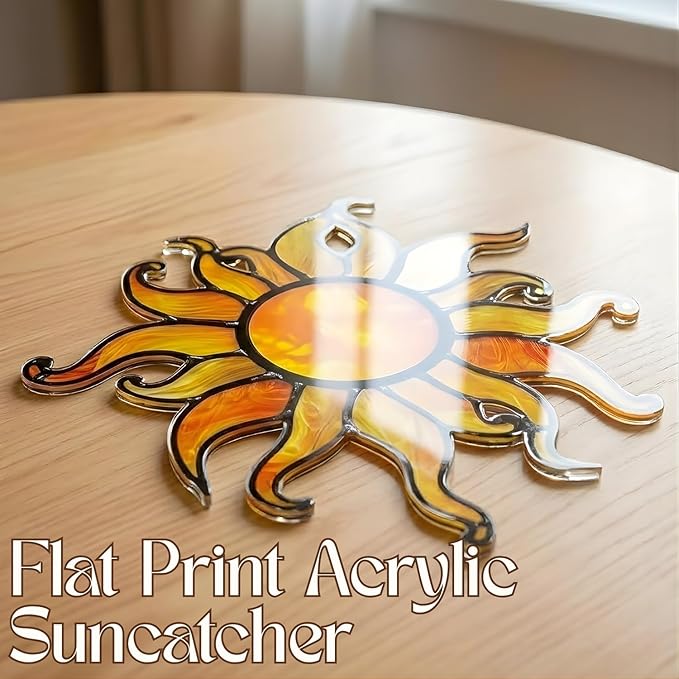 Acrylic Suncatcher Colorful Window Hanging Ornament Sun Catcher Panel for Home Decor Car Garden Gift Apple Tree Faux Stained Glass Suncatcher