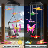 MorTime 25" LED Solar Wind Chime, Color Changing Solar Butterfly Wind Chimes Mobile Hanging Wind Chime for OutsideHome Garden Decoration