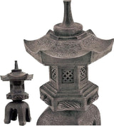 Bellaa 24429 Pagoda Stupa Zen Garden Decor Lawn Ornament Nara Japanese Style Asian Temple Lighthouse Oriental Lantern Toro Outdoor Statue Polyresin Brown 17 Inch