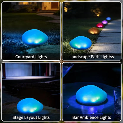 Solar Powered Outdoor Lights - Waterproof Garden Path Lighting, Pebble Shape Landscape Lights for Yard, Lawn, Patio, Walkway, Colored Light(1 pc)