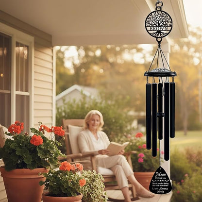 Personalized Mom Wind Chimes Birthday Gifts for Mom Valentines Day Gift for Mom from Daughter Son Outdoor Hanging Decoration