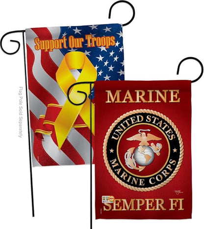 Breeze Decor GP108057-BOAF Marine Corps Americana Military Decorative Vertical Garden Flags Pack, 13"x 18.5", Multi-Color