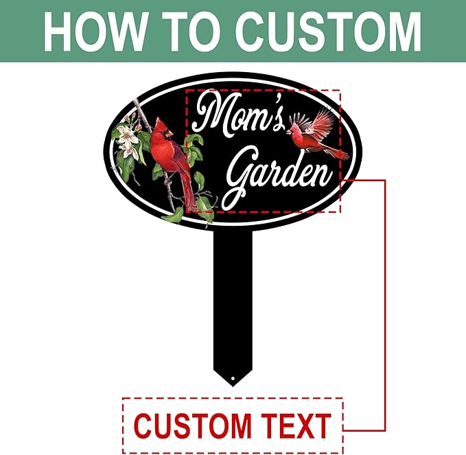 Personalized Name Garden Cardinal Metal Signs with Stake, Custom Family Name Yard Decor for Outdoor Outside, Cardinal Lawn Patio Stake Gardening Enthusiasts Grandmothers Gift
