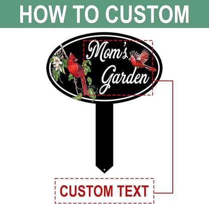 Personalized Name Garden Cardinal Metal Signs with Stake, Custom Family Name Yard Decor for Outdoor Outside, Cardinal Lawn Patio Stake Gardening Enthusiasts Grandmothers Gift