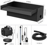 All-in-1 Pond Waterfall Kit with LED Lights, 8 inch Stainless Steel Spillway with 600GPH Water Pump, Outdoor Waterfall Fountain for Water Feature, Garden, Backyard, Pool