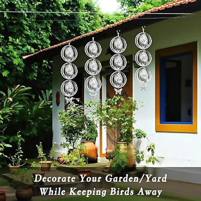 12PCS Bird Deterrents for Outside Patio, Stainless Steel Bird Reflectors to Keep Birds Away, Woodpecker Deterrent for House，Bird Scare Devices to Keep Pigeons Away from Your Garden (Sun face)