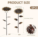 AceOrbit 5 Pcs Rusty Garden Stakes for Outside 11.8" Metal Art Decor Bed Decor Weatherproof 3D Rusty Plant Pick for Farmhouse Outdoor Yard Lawn Patio Walkway Pathway Decoration (Sunflower)