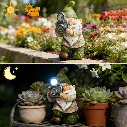 Garden Gnomes Decorations for Yard - Garden Gnome Solar Statue Funny Outdoor Decor for Yard,Patio,Lawn,Unique Housewarming Gifts