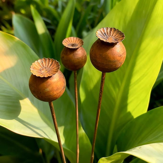 Metal Flowers for Outside - 3PCS Decorative Garden Stakes, Flower Bed Decorations Outdoor, Metal Garden Yard Art Sculpture for Lawn Porch Pathway Patio