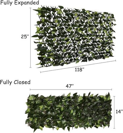 GLANT Expandable Fence Privacy Screen for Balcony Patio Outdoor,Decorative Faux Ivy Fencing Panel,Artificial Hedges (Single Sided Leaves) (1, Green-Verdant)