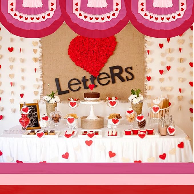 3Pack Valentines Bunting 2x20Ft Valentine’s Day Decorations Bunting Red Pink Stripe Banner Outdoor Garden Fence Porch Decor Engagement Party Anniversary/Wedding Décor