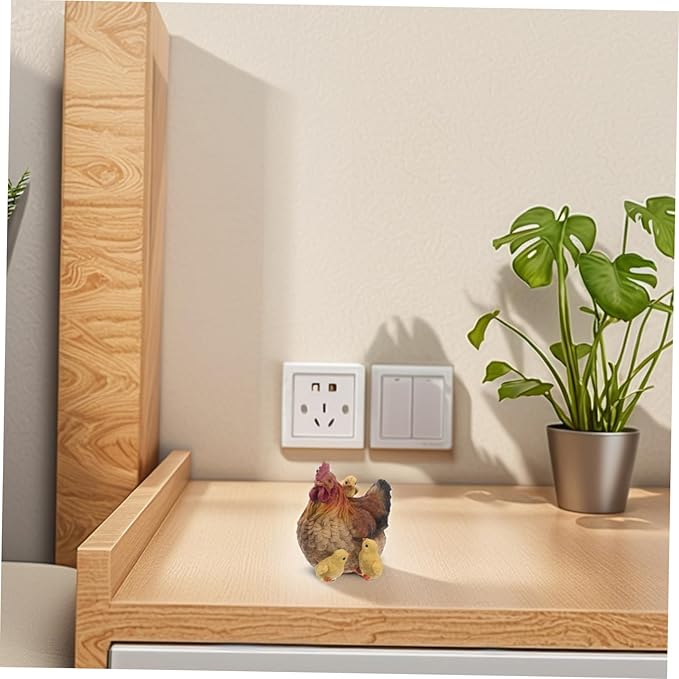 Hemoton Resin Hen Statue for Garden 4.9 Inch Realistic Farm Chicken Ornament Weatherproof Outdoor Decor for Lawn Patio