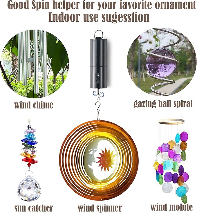 Hanging Display Motor Battery Operated 20 RPM Rotating Motor for Wind Spinner Mobile Yard Decor Hanging Ornaments Outdoor Sculptures-Medium Speed